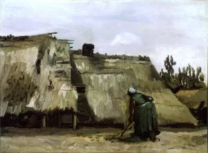 A Peasant Woman Digging in front of Her Cottage by Vincent van Gogh - Hand-Painted Oil Painting Reproduction