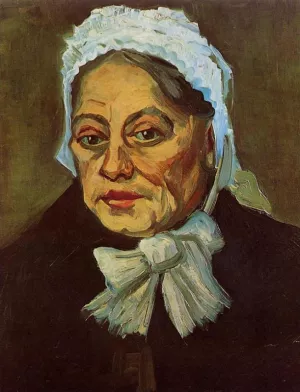 Head of an Old Woman in a White Cap also known as The Midwife by Vincent van Gogh - Hand-Painted Oil Painting Reproduction
