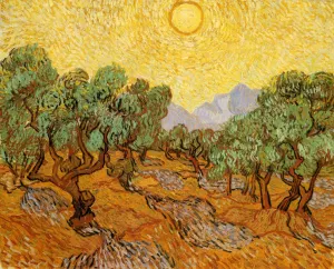 Olive Trees with Yellow Sky and Sun by Vincent van Gogh - Hand-Painted Oil Painting Reproduction