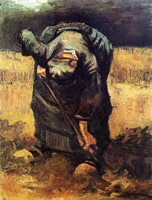 Peasant Woman Digging II by Vincent van Gogh - Hand-Painted Oil Painting Reproduction