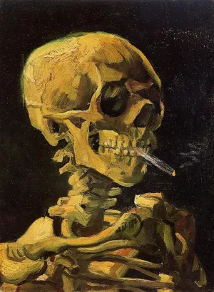 Skull with Burning Cigarette by Vincent van Gogh - Hand-Painted Oil Painting Reproduction