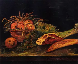 Still Life with Apples, Meat and a Roll by Vincent van Gogh - Hand-Painted Oil Painting Reproduction