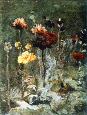Still Life with Scabiosa and Ranunculus by Vincent van Gogh - Hand-Painted Oil Painting Reproduction