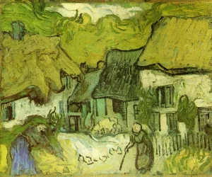 Thatched Cottages in Jorgus by Vincent van Gogh Oil Painting Reproduction