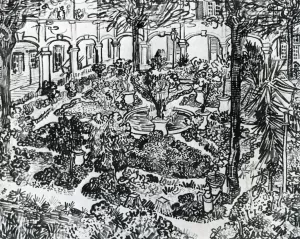 The Courtyard of the Hospital of Arles by Vincent van Gogh - Hand-Painted Oil Painting Reproduction