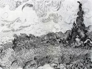 Wheat Field with Cypresses at the Haude Galline near Eygalieres 2 by Vincent van Gogh Oil Painting Reproduction