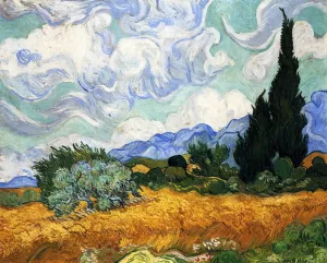 Wheatfield with Cypress by Vincent van Gogh - Hand-Painted Oil Painting Reproduction