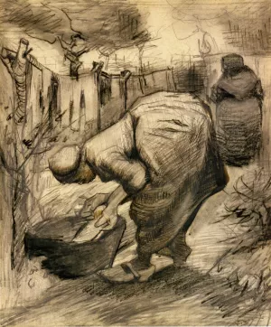 Woman by the Wash Tub in the Garden by Vincent van Gogh Oil Painting Reproduction